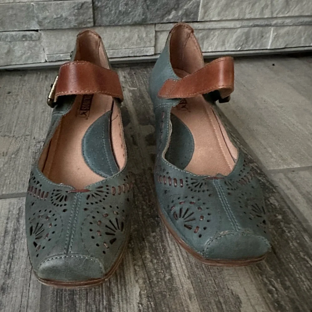 Picolinos Women's Leather Mary Jane  Leather Casual Shoes Blue and Brown Size 40 - Picture 7 of 12